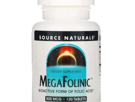 MegaFolinic, 800 mcg, 120 Tablets  - Source Naturals Online Sale