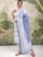 NOZ2TOZ Women s Viscose Floral Printed Straight Kurta Pant With Dupatta - White & Blue Online now