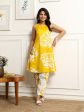 Malishka Women s Printed Flared Kurta With Pant Set - Yellow Online Hot Sale