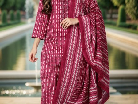 Ahika Rayon Blend Tyrian Maroon Straight Kurta Pant With Dupatta Online