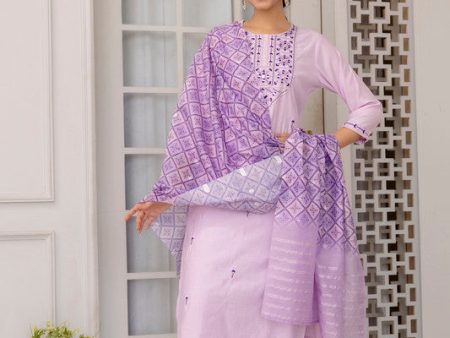 NOZ2TOZ Women s Viscose Yoke Design Solid Straight Kurta Pant With Dupatta - Lavendar Online Sale