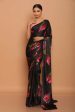 Sonakshi Black Digital Printed Pure Japan Satin Saree with Blouse Online Hot Sale