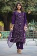 Ahika Purple Silk Blend Ethnic Motifs Straight Suit Set For Discount