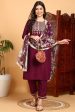 Ahika Purple Silk Blend Yoke Design Kurta Pant With Dupatta Online Sale