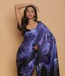 Sonakshi Blue Digital Printed Pure Japan Satin Saree with Blouse Cheap