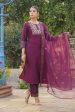 Ahika Purple Silk Blend Straight Yoke Design Kurta Pant With Dupatta Online Hot Sale