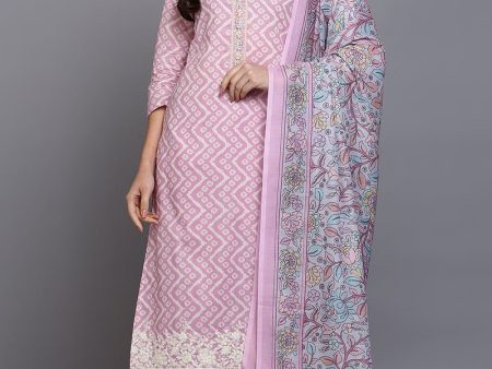 Ahika Pink Rayon Blend Printed Suit Set Online Hot Sale