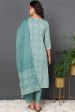 Ahika Plus Size Green Pure Cotton Bandhani Printed Straight Suit Set Cheap