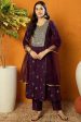 Ahika Purple Silk Blend Woven Design Anarkali Suit Set Fashion