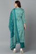 Ahika Rama Green Rayon Blend Straight Suit Set Online Sale