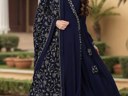 Ahika Prussian Blue Poly Georgette Angrakha Pant With Dupatta Online Sale