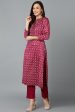 Ahika Rayon Blend Tyrian Maroon Straight Kurta Pant With Dupatta Online