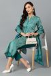 Ahika Rama Green Rayon Blend Straight Suit Set Online Sale