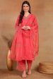 Ahika Pink Silk Blend Straight Kurta Palazzo With Dupatta For Cheap