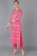 Ahika Pink Pure Cotton Gotta Patti Straight Suit Set Online now