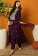 Ahika Purple Silk Blend Woven Design Anarkali Suit Set Fashion