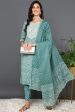 Ahika Plus Size Green Pure Cotton Bandhani Printed Straight Suit Set Cheap