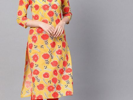 Ahika Printed Stylish Yellow Color Kurti For Sale