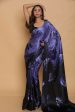 Sonakshi Blue Digital Printed Pure Japan Satin Saree with Blouse Cheap