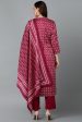 Ahika Rayon Blend Tyrian Maroon Straight Kurta Pant With Dupatta Online