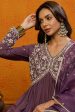 Ahika Purple Silk Blend Embroidered Anarkali Suit Set Discount