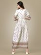 NOZ2TOZ Women s White Printed Rayon Anarkali Gown Discount