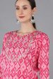 Ahika Pink Pure Cotton Gotta Patti Straight Suit Set Online now