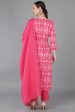 Ahika Pink Pure Cotton Gotta Patti Straight Suit Set Online now