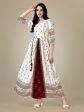 NOZ2TOZ Women s White Printed Rayon Anarkali Gown Discount