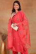 Ahika Pink Silk Blend Straight Kurta Palazzo With Dupatta For Cheap