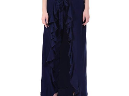 Asmaani Navy Blue Color Plain Ruffle Palazzo Fashion