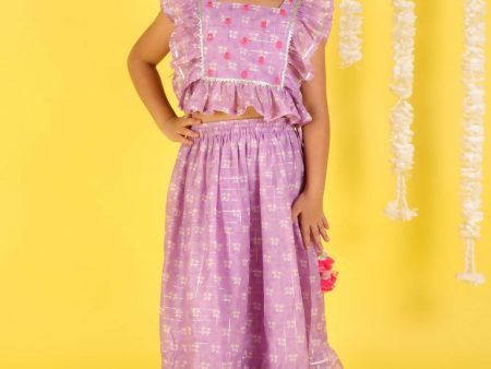 Lil Drama Girls Ghaghra Choli set - Purple Online Hot Sale