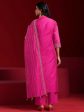 Libas Art Pink Yoke Design Chanderi Silk Straight Suit With Dupatta Online now