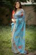 Sonakshi Blue Digital Printed Munnar Slub Designer Saree with Blouse Online Hot Sale