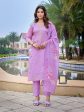 Malishka Women s Chanderi Woven Straight Kurta Pant With Dupatta - Purple Sale