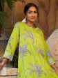 Malishka Women s Printed A-Line Kurta With Pant Set - Lemon Green Sale