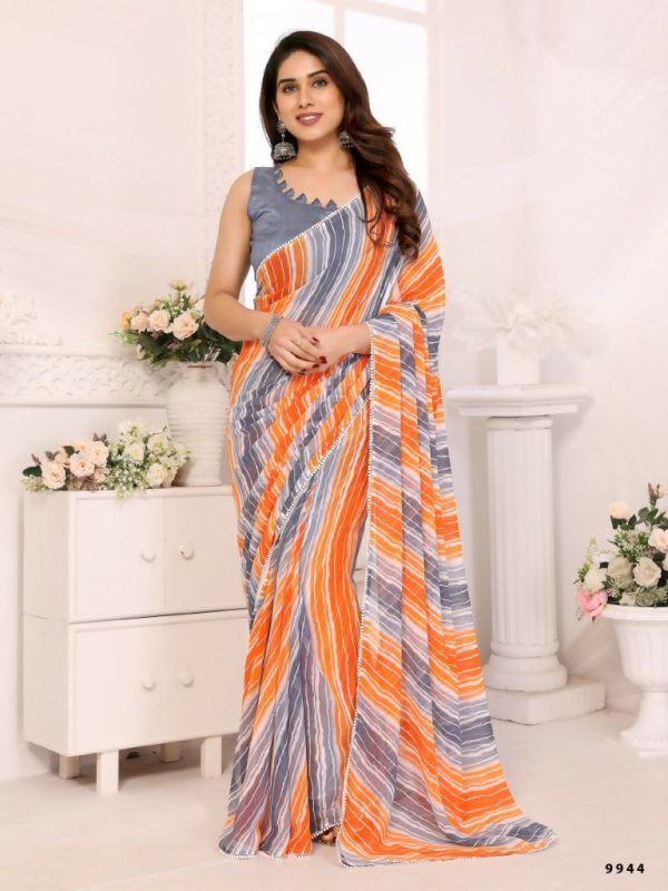 Designer Partywear Multi Georgette Fancy Saree - Satrangi Online