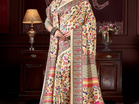 Sonakshi Women s Multicolor Digital Printed Pashmina Saree with Shawl Sale