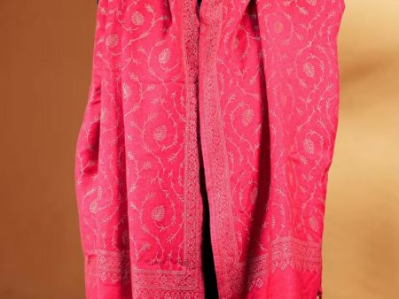 Weaving Mystery Handloom Pashmina Shawl-Kaani Zari - Pink For Discount