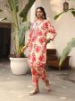 Malishka Women s Printed A-Line Kurta With Pant Set - Red & Beige Cheap