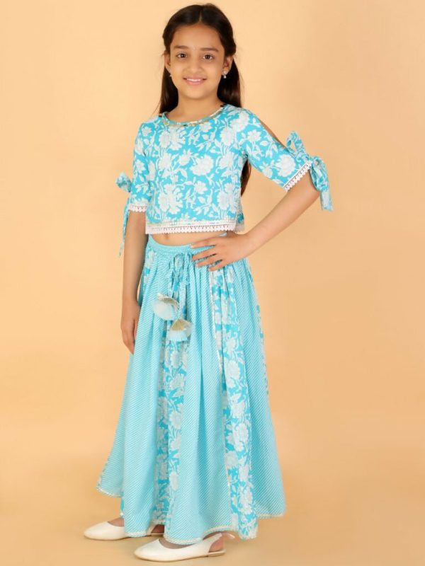 Lil Drama Girls Ghaghra Choli set - Sky Blue Online