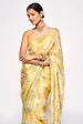 Sonakshi Yellow Embroidery with Digital Printed Pure Chinon Designer Saree with Blouse For Cheap