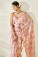 Sonakshi Baby Pink Embroidery with Digital Printed Pure Chinon Designer Saree with Blouse Fashion