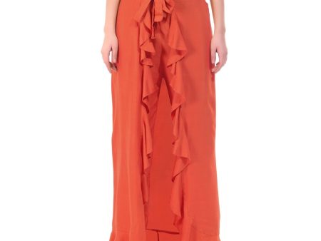 Asmaani Orange Color Plain Ruffle Palazzo Online Hot Sale