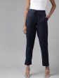 Yufta Navy Blue Cotton Fit Trousers For Cheap