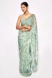 Sonakshi Sea Green Embroidery with Digital Printed Pure Chinon Designer Saree with Blouse Supply