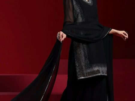 Libas Art Black Yoke Design Georgette Straight Suit With Dupatta Online Hot Sale