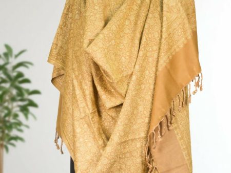 Weaving Mystery Handloom Pashmina Shawl-Kaani Zari - Tan Brown Online Sale