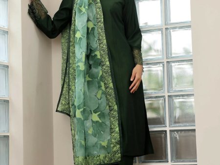 Libas Green Yoke Design Silk Blend Straight Suit With Dupatta on Sale