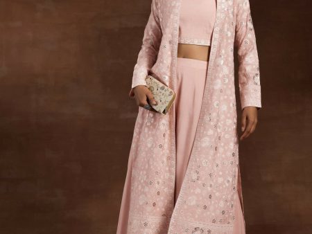 Libas Art Pink Solid Silk Blend Co-Ords Hot on Sale